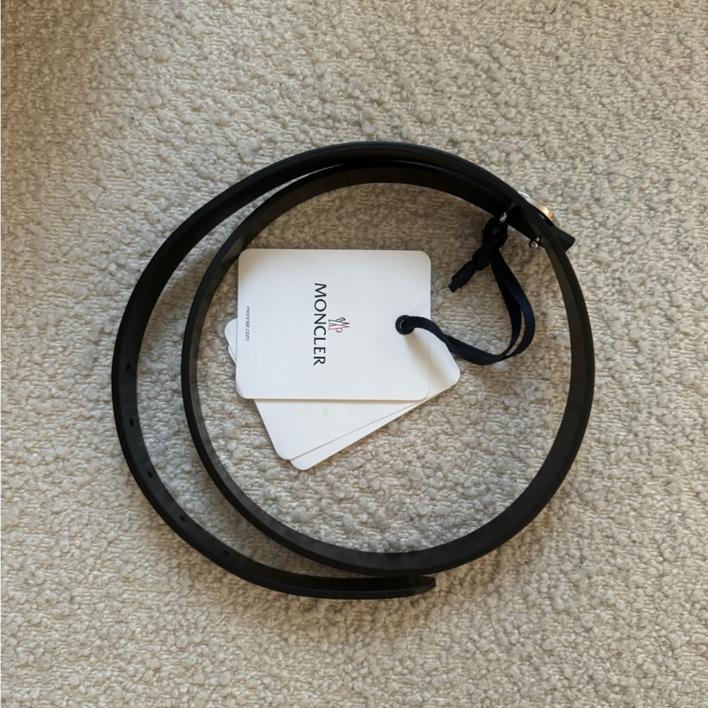 Moncler Narrow Black Logo Belt